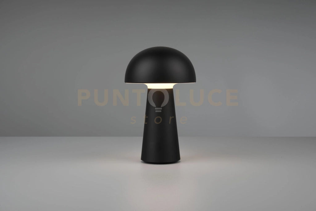 LENNON LAMPADA DA APPOGGIO LED 2W 180lm, 3000K DA ESTERNO FUNGO RICARICABILE USB NERA TOUCH 4 INTENSITA' H. 22CM IP 45 DIMMERABILE