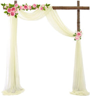 Slender Chiffon, tenda da sposa con nastri, tessuto chiffon drappeggiato per decorazione cerimoniale, sfondo, tenda da festa di seta - Beige - 75*1000cm