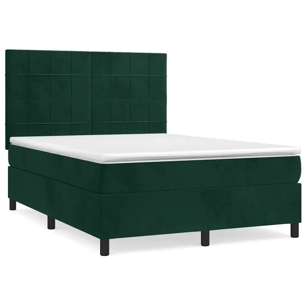 Giroletto a Molle con Materasso Verde Scuro 140x190 cm Velluto 3143022