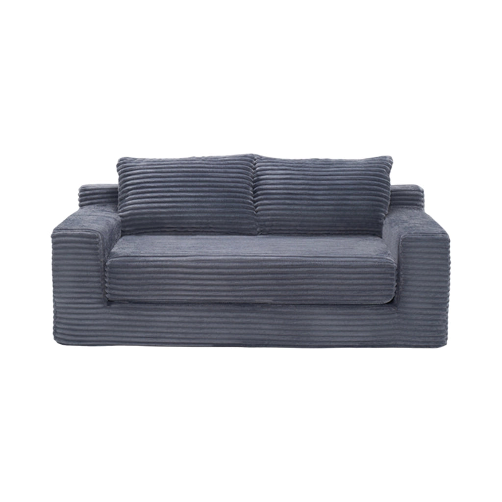 Divano letto 2 posti con funzione letto e memory foam per piccoli spazi in tessuto grigio scuro