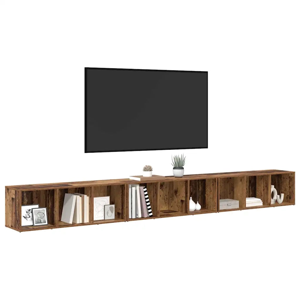 vidaXL Mobile TV 3 pcs Legno vecchio 37 x 35 x 107.5 cm