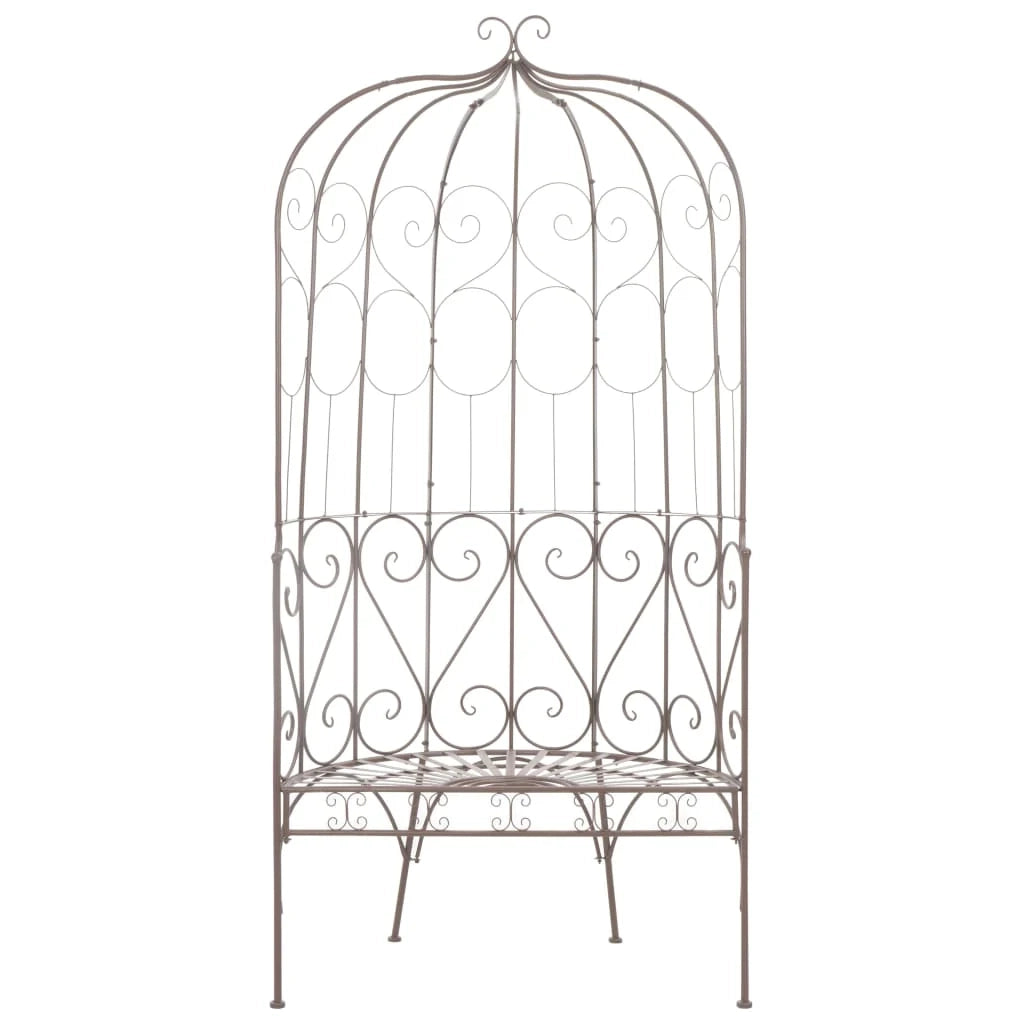 Panca da giardino mobili da esterno terrazza 95 x 54 x 200 cm ferro marrone anticato 02_0011336