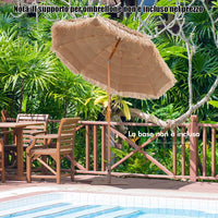 Ombrellone di Paglia in PP 208 cm, Ombrellone da Spiaggia Pieghevole, Parasole Hawaiano con Inclinabile in Metallo, Resistente all'Acqua e al Sole, per Spiaggia Giardino Balcone