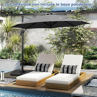 Ombrellone da Esterno 294 cm, Ombrellone con Rotazione a 360°, 5 Angoli di Inclinazione Regolabili, Base a Forma di Croce, 8 Stecche, Ombrellone per Giardino, Piscina, Cortile