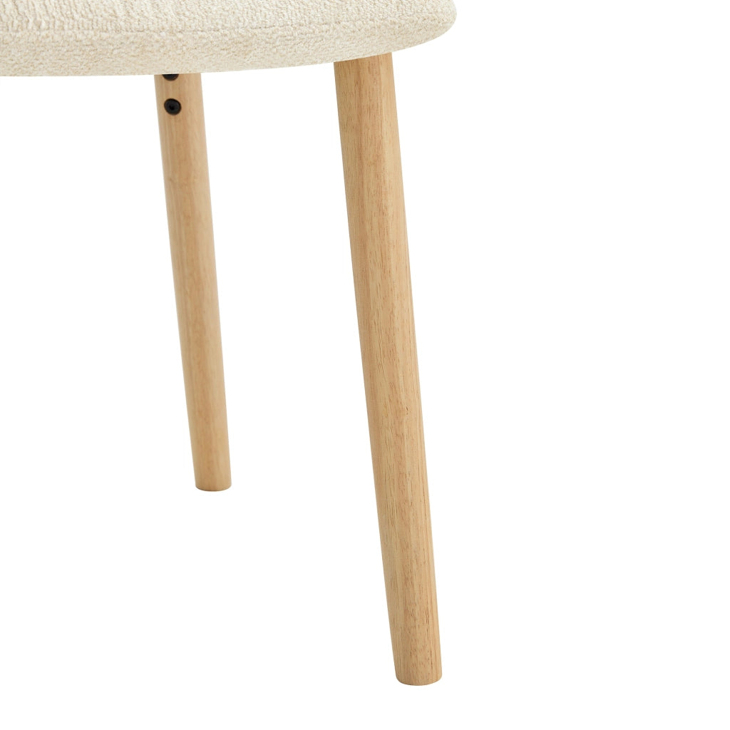 SEDIA da pranzo ergonomica 88 cm in tessuto bianco e legno massello, Set da 2 pezzi
