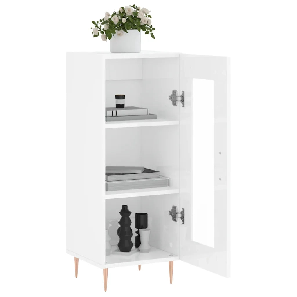 Credenza Bianco Lucido 34,5x34x90 cm in Legno Multistrato 828782