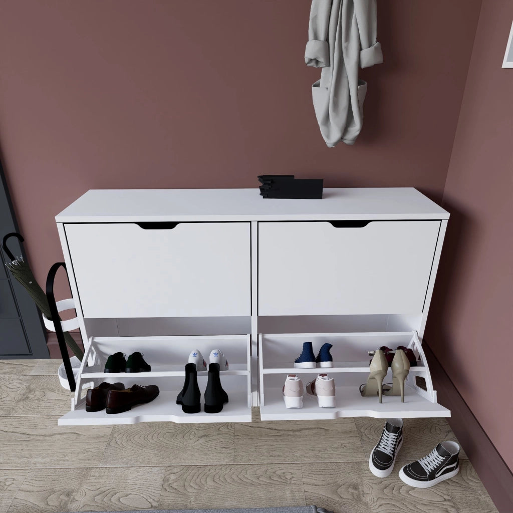 Mobile Portascarpe Greccio, Scarpiera 8 Ripiani, 121x30x79h cm Bianco