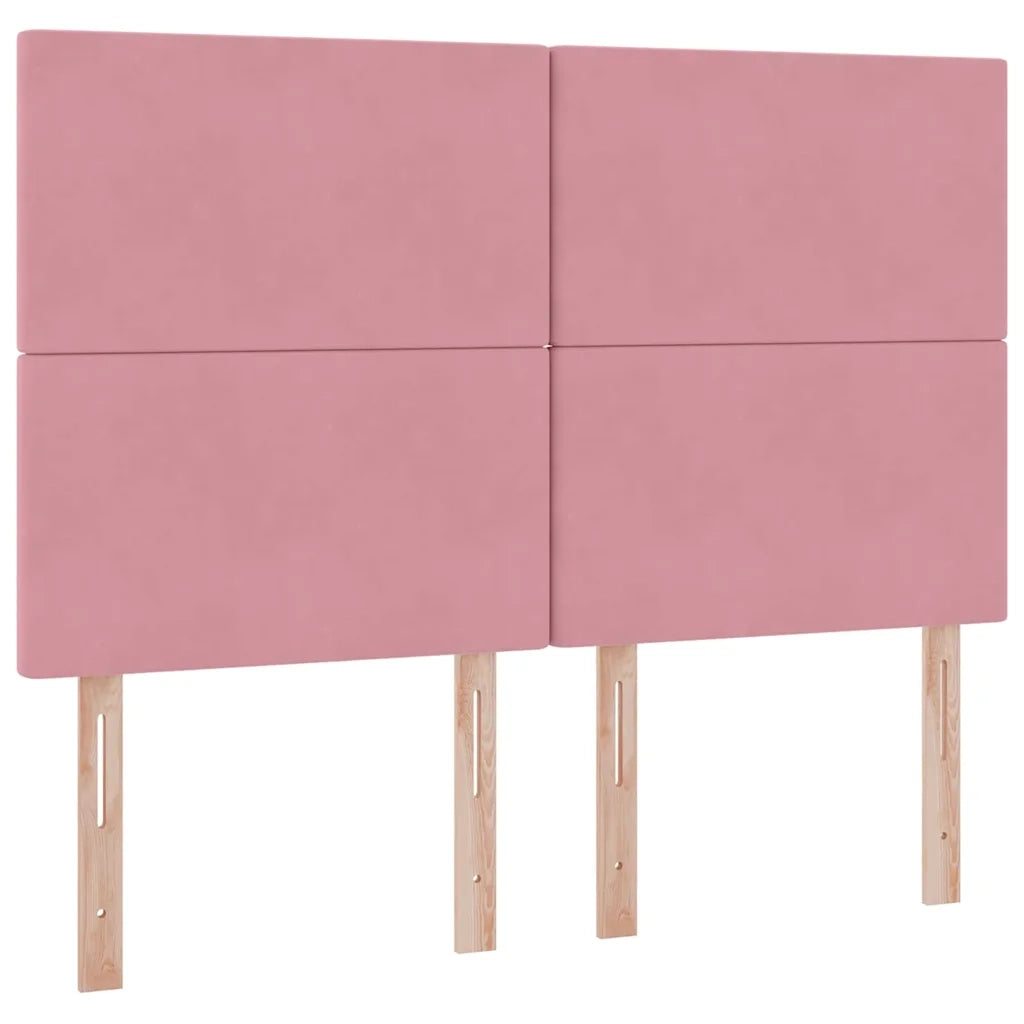 Letto con contenitore e LED con led Rosa 140 x 190 cm Velluto 3372608