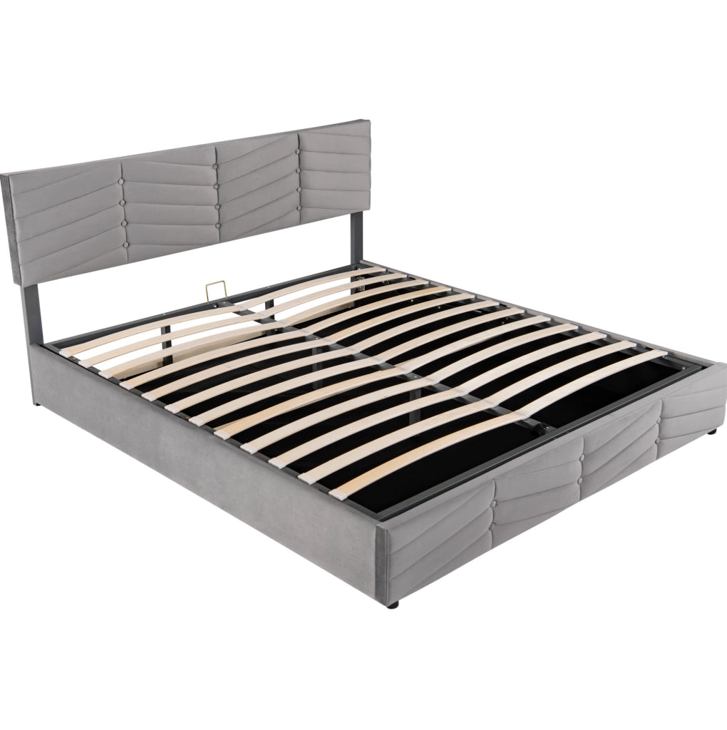 Letto matrimoniale con contenitore 160 x 200 cm grigio