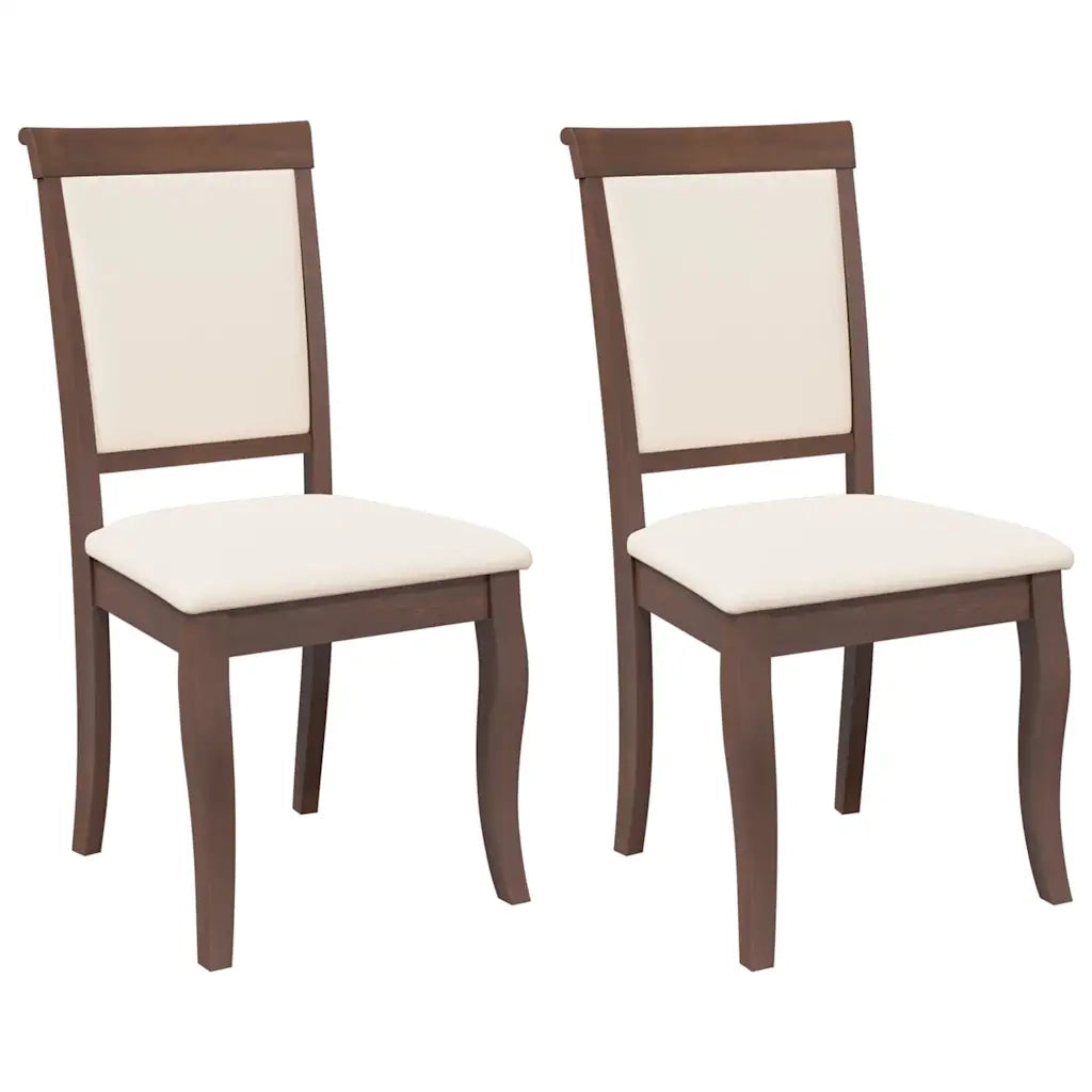 Sedie da Pranzo con Cuscini 2pz Marrone Legno Massello di Hevea 4102486
