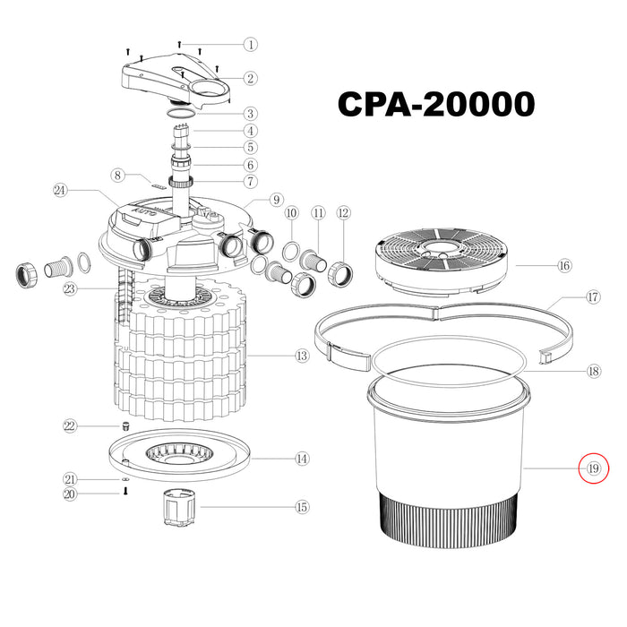 Filtro a pressione CPF-20000 Pezzo di ricambio Contenitore filtro Laghetto