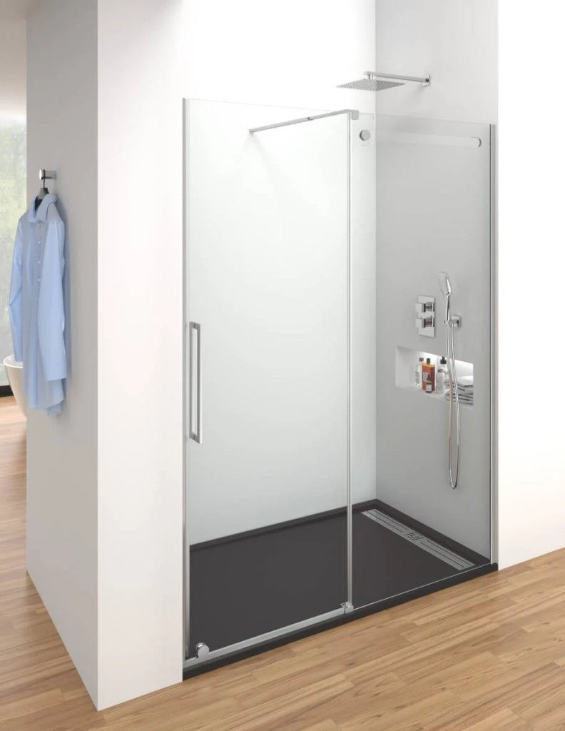 Porta doccia scorrevole 1+1 in acciaio ELLEGNACE (VETRUM) walk-in 160 cm