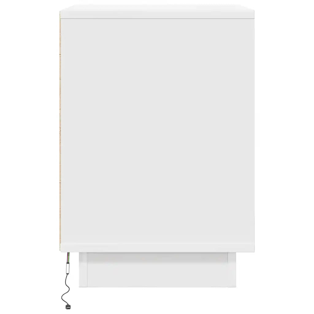Comodino con Luci a LED-Tavolino da notte Bianco 38x34x50 cm 986012