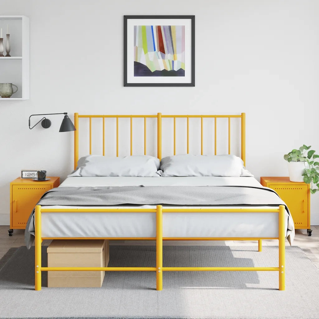 Comodini 2 pz-Set di 2 Tavolino da notte Giallo Senape 36x39x43,5 cm in Acciaio 264877