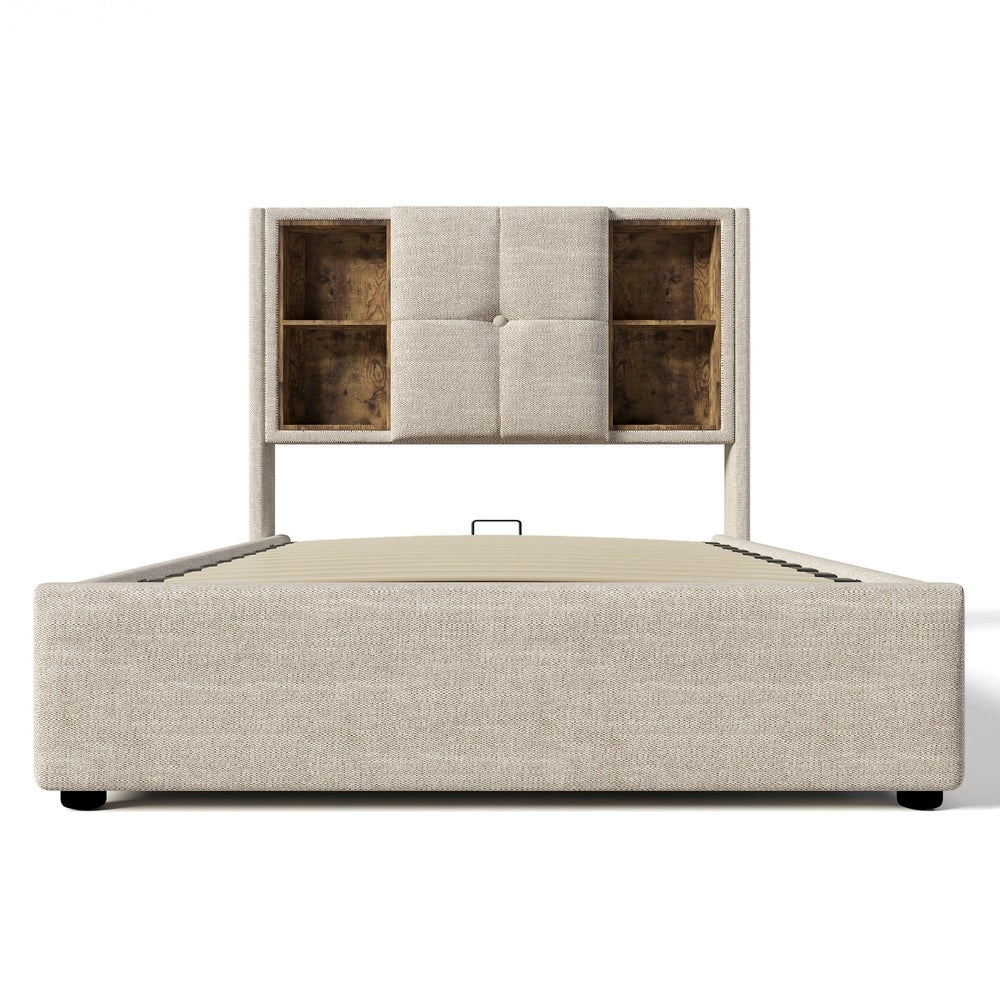 Letto Singolo Contenitore Imbottito ¨C MINIMAL ¨C 90x200, Rete a Doghe in Legno, Ricarica USB