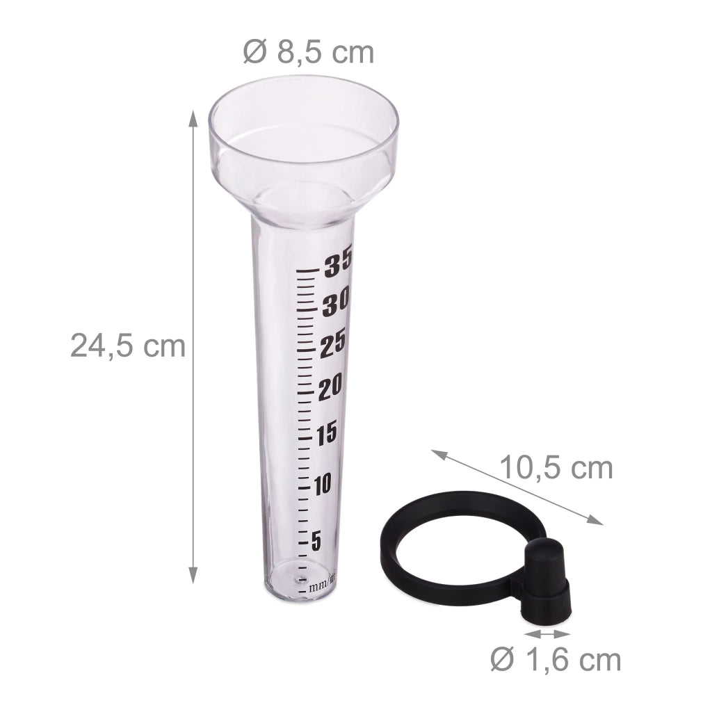 Set di 2 pluviometri da giardino con display leggibile 24,5 x 10,5 x 8,5 cm in plastica trasparente 13_0004782