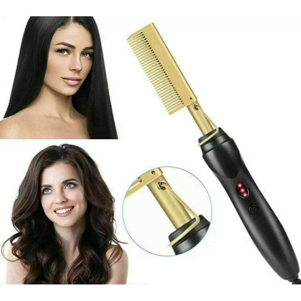 Trade Shop - Pettine Caldo Piastra Per Capelli Lisci Riscaldamento Elettrico Barba Styling -