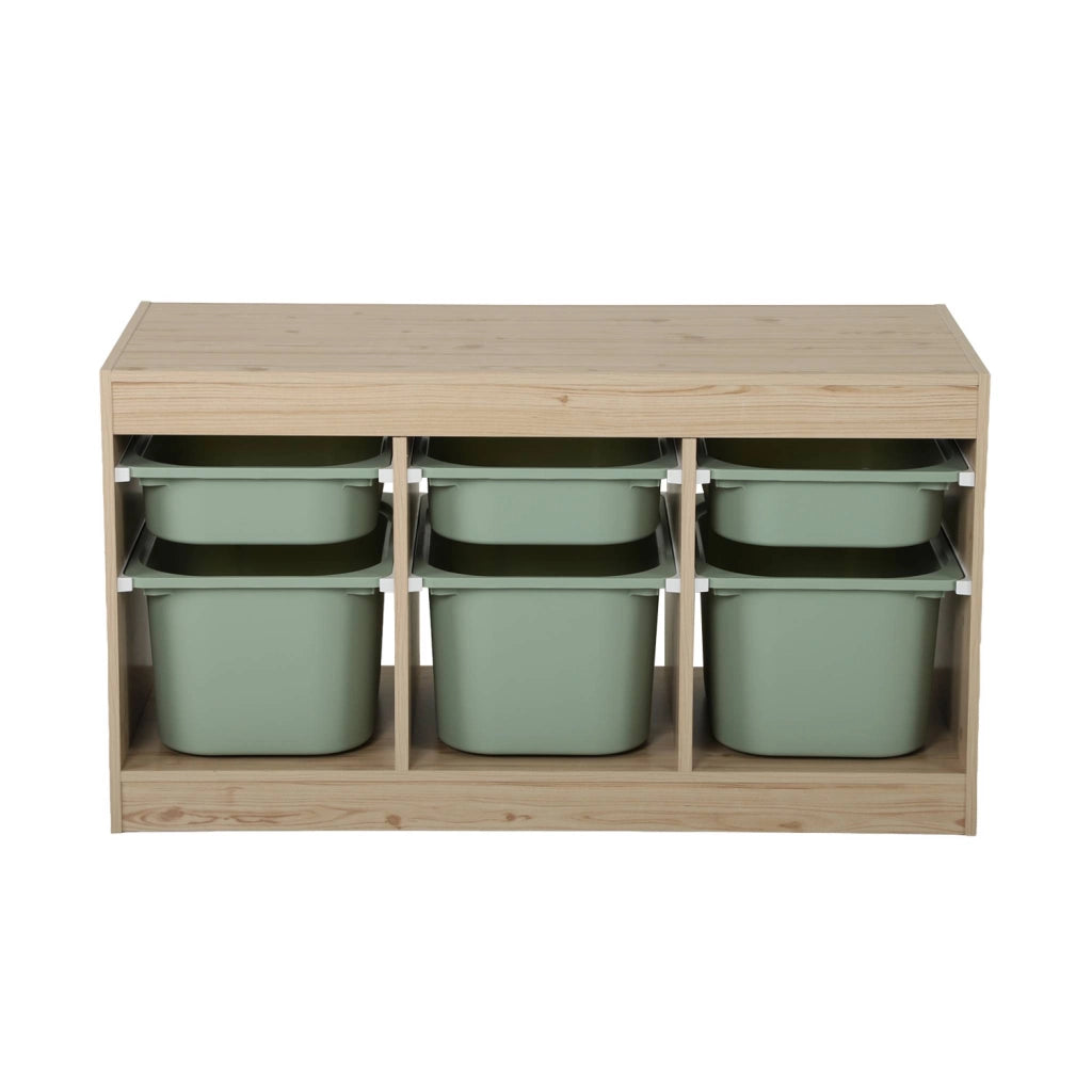 Mobile contenitore per bambini decorazione legno 6 contenitori