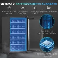 Cantinetta Vino Frigo per 41 Bottiglie, Capacità 91L, Controllo Temperatura e Ripiani in Legno, Nero