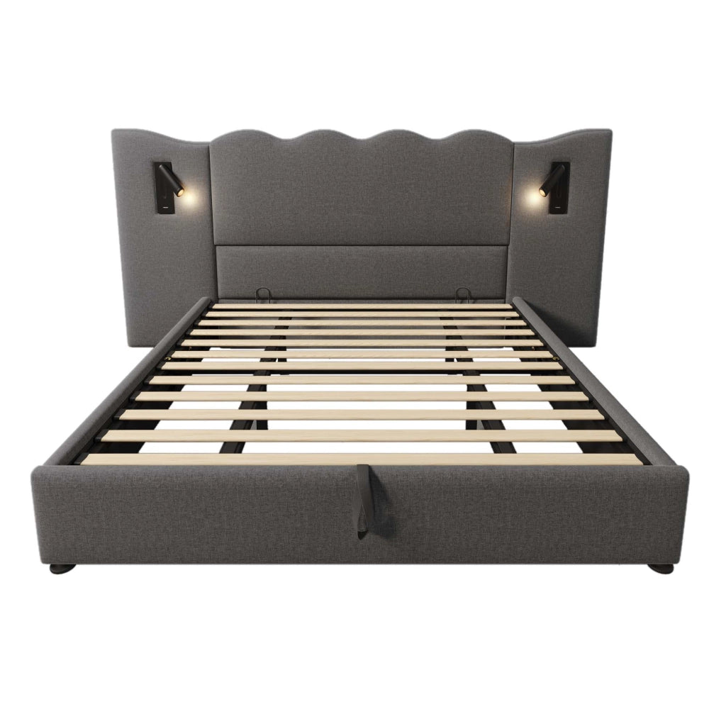 letto imbottito lino grigio 180x200 cm