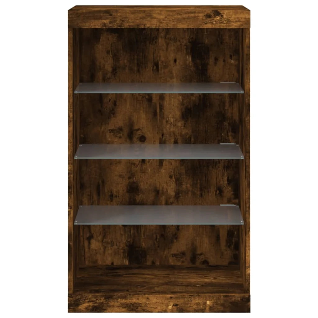 Credenza cassettiera armadio mobile contenitore organizer per cucina soggiorno salotto con luci LED 60,5 x 37 x 100 cm marrone 02_0029887