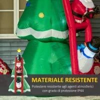Albero di Natale Gonfiabile con Babbo Natale e Luci LED, Gonfiatore Incluso, 162x125x247cm