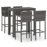 Set da bar da giardino composto da 5 pezzi con braccioli in resina intrecciata grigia 02_0014484