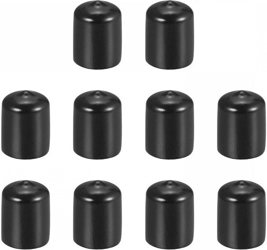 Set di 10 cappucci in gomma per mobili e tubi, 18 mm, nero, protezioni per viti