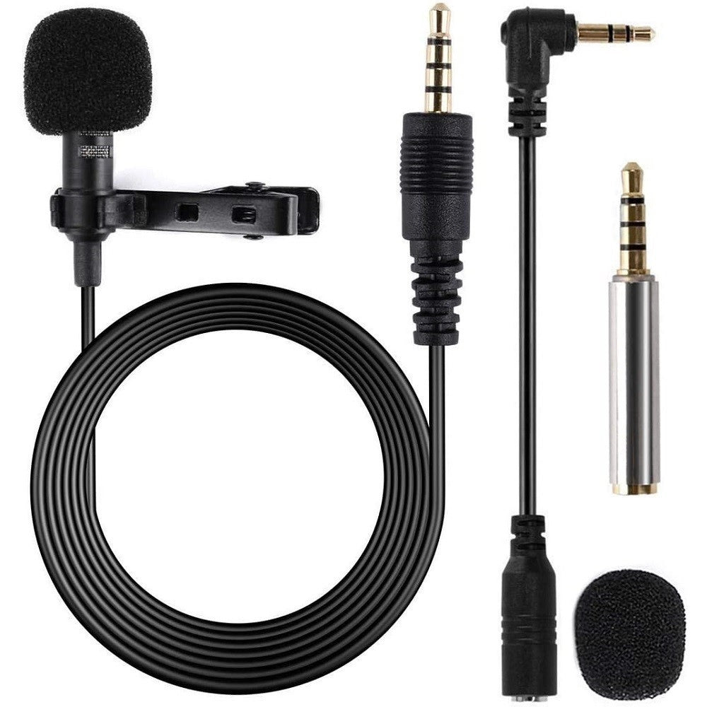 Trade Shop - Mini Microfono Clip A Condensatore Omnidirezionale 3.5mm Adattatore Smartphone -