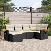 Set Divano da Giardino 6 pz con Cuscini Nero in Polyrattan 3227015
