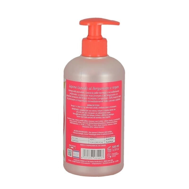 HYDRA VIVA SAPONE LIQUIDO PER MANI  500 ML BERGAMOTTO E ARGAN PROFUMO DI CALABRIA