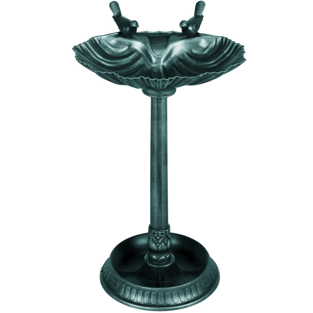 Bagno per Uccelli Antico con Mangiatoia e Vaso ¨C zephmum ¨C Bronzo Verde 81 cm