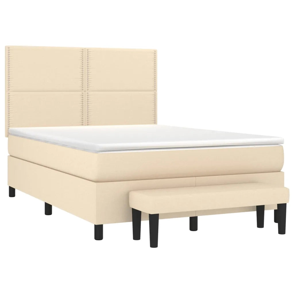 Giroletto a Molle con Materasso Crema 140x19 cm in Tessuto 3136514
