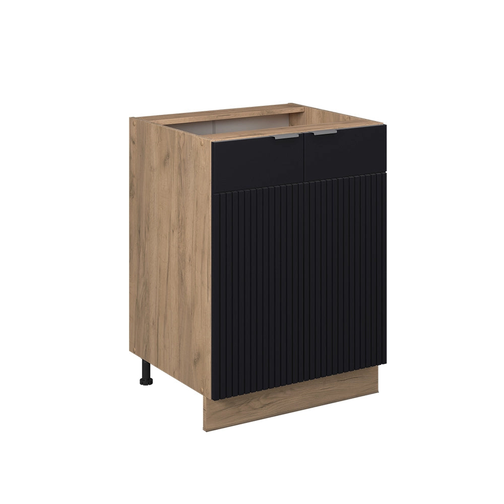 Vicco Mobiletto base cucina Nero a righe 60 cm senza piano di lavoro
