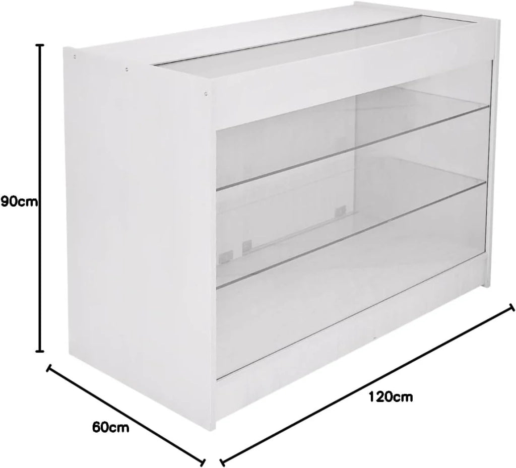 Bancone K1200 Bianco da Negozio e Reception Elegante Solido Robusto con Ripiani