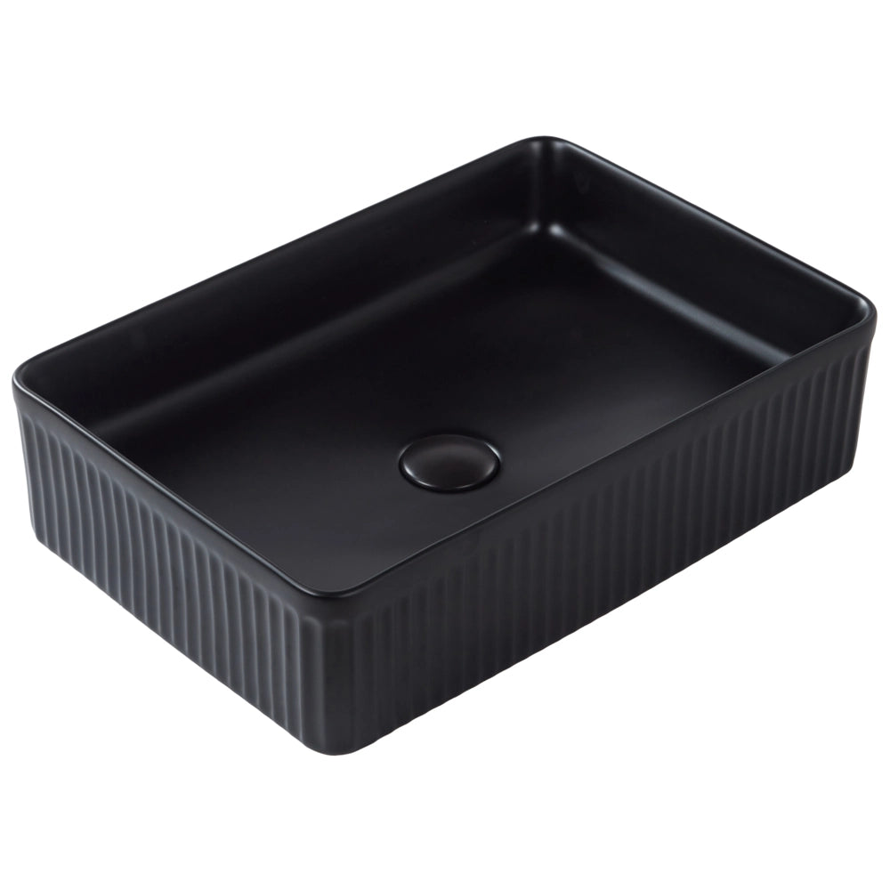 Lavandino da appoggio in ceramica nera 500 x 340 mm opaco Lavandino da bagno rettangolare stile moderno