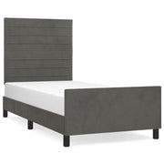 Letto singolo | Letto per adulti | Giroletto senza Materasso Grigio Scuro 90x190 cm Velluto