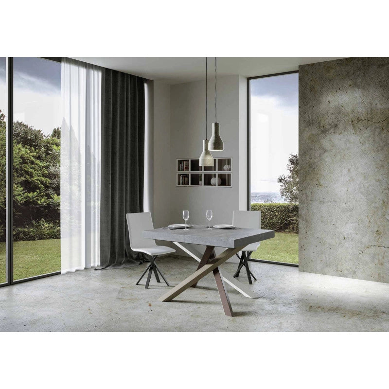 Tavolo allungabile 140/400x90 cm Volantis Premium telaio Multicolore 4/C - Cemento