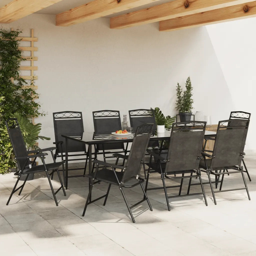 Sedie Giardino Pieghevoli 8 pz Acciaio Grigio Mélange Textilene 3157294
