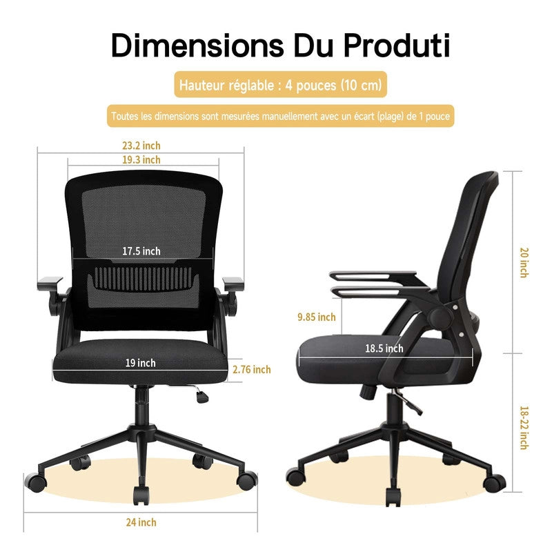 Sedia da ufficio ergonomica, , sedia da computer in rete traspirante con braccioli sollevabili e altezza regolabile