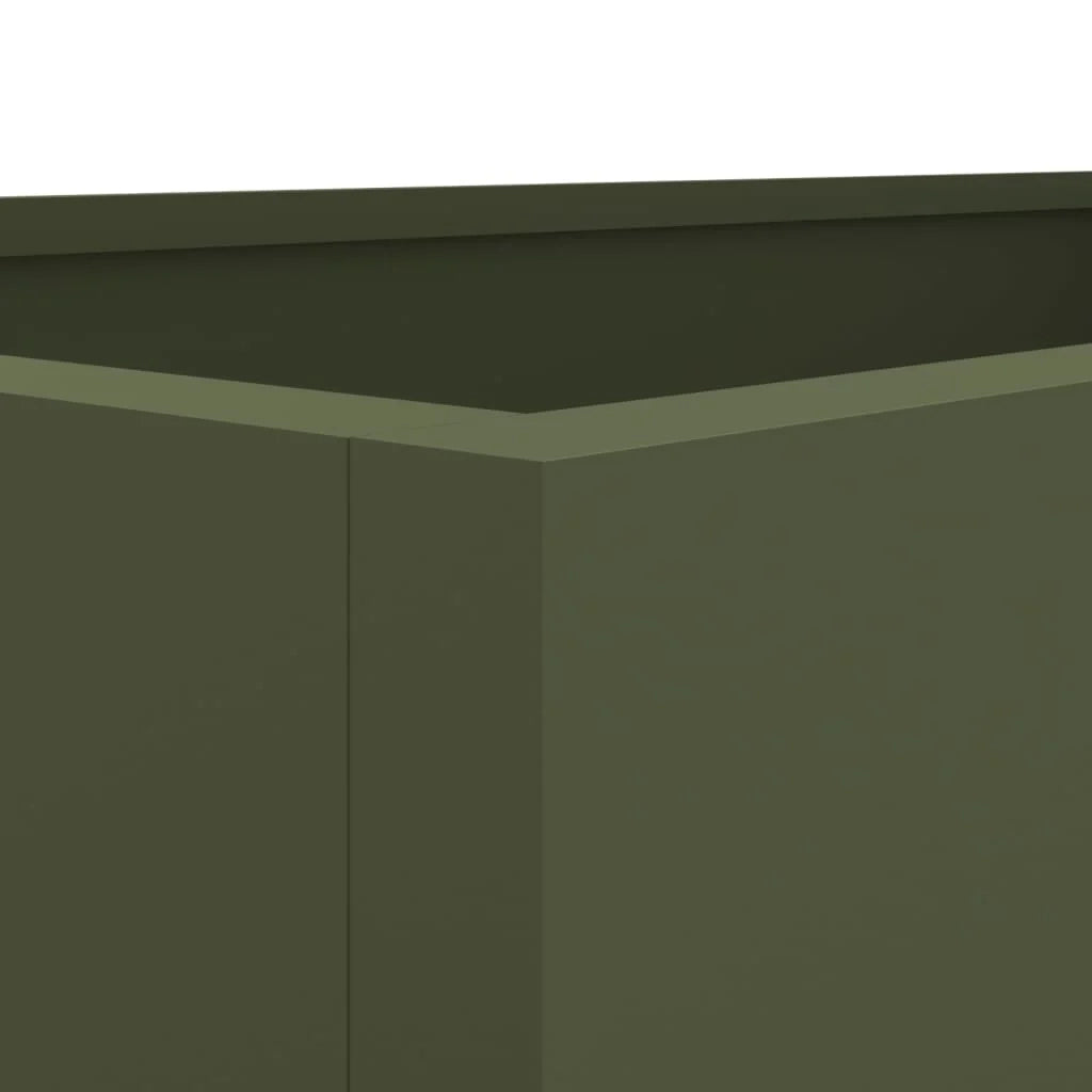 Aiuola rialzata/fioriera color oliva per piante fiori e patio/giardino 62 x 40 x 39 cm acciaio verde 02_0038706