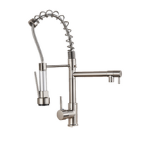 Bjorn | Rubinetto da parete gastronomia oro lucido Rubinetto cucina professionale in acciaio inox con due doccette|doppio lavello da parete ristorante