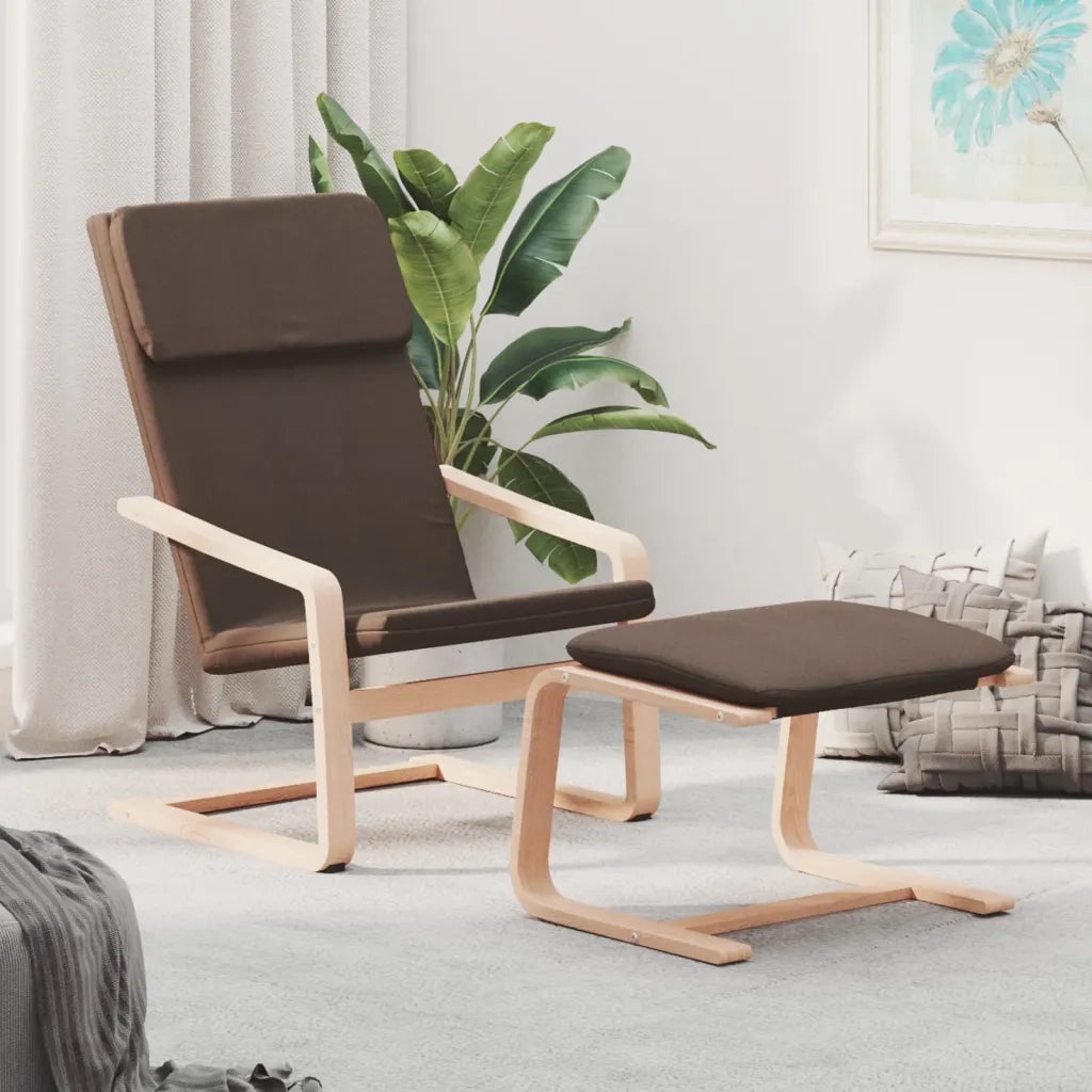Poltrona | Sedia Relax con Poggiapiedi Marrone Scuro in Tessuto