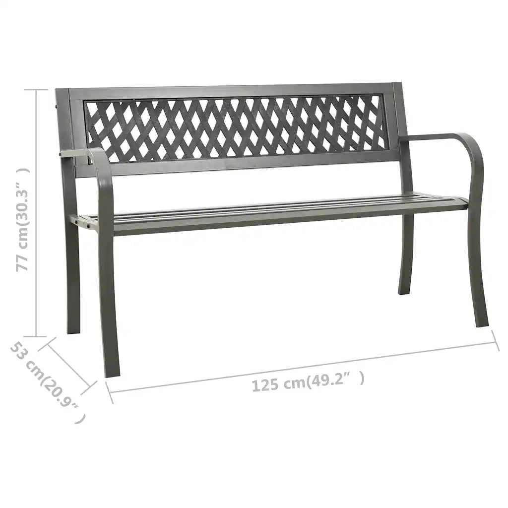 Panchina da Giardino | Panca da Giardino 125 cm in Acciaio Grigia