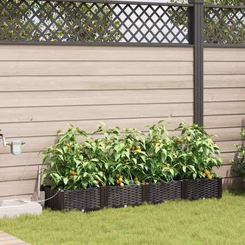 Vaso da giardino 4 pcs Marrone Plastica 42002821