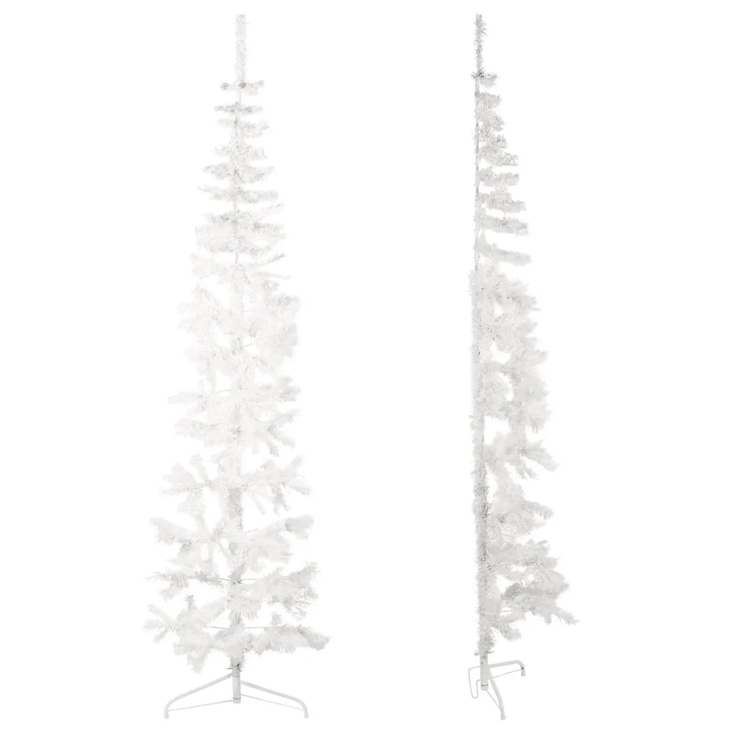 Albero Natale Artificiale Sottile a MetÃ  Supporto Bianco 210 cm