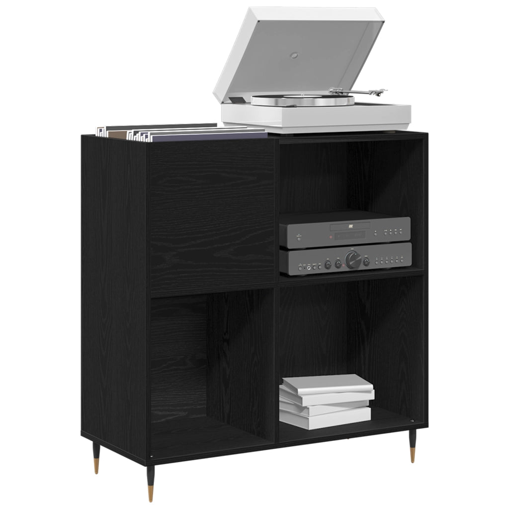 Armadietto per Dischi Nero Rovere 84,5x38x89 cm Legno Ingegnerizzato
