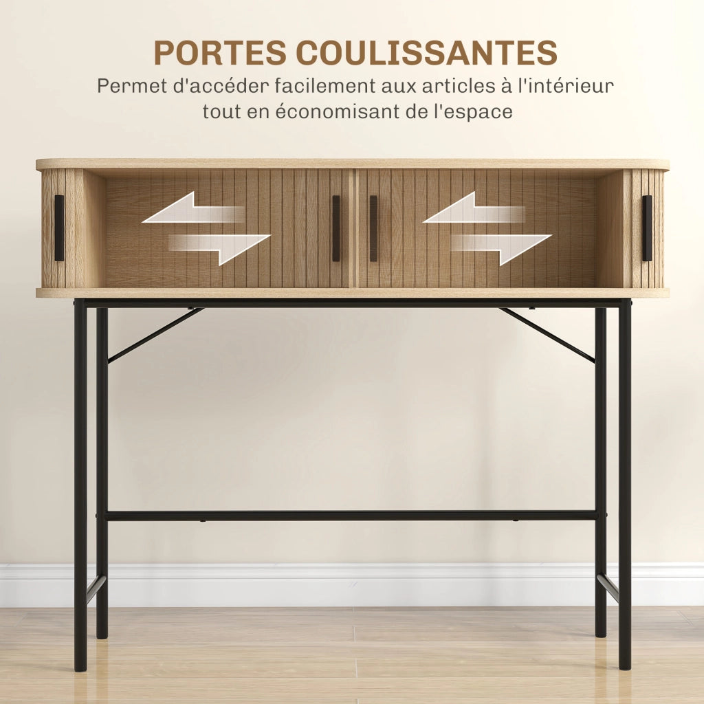 Tavolo console con ante scorrevoli a doghe ¨C zephmum ¨C quercia e nero