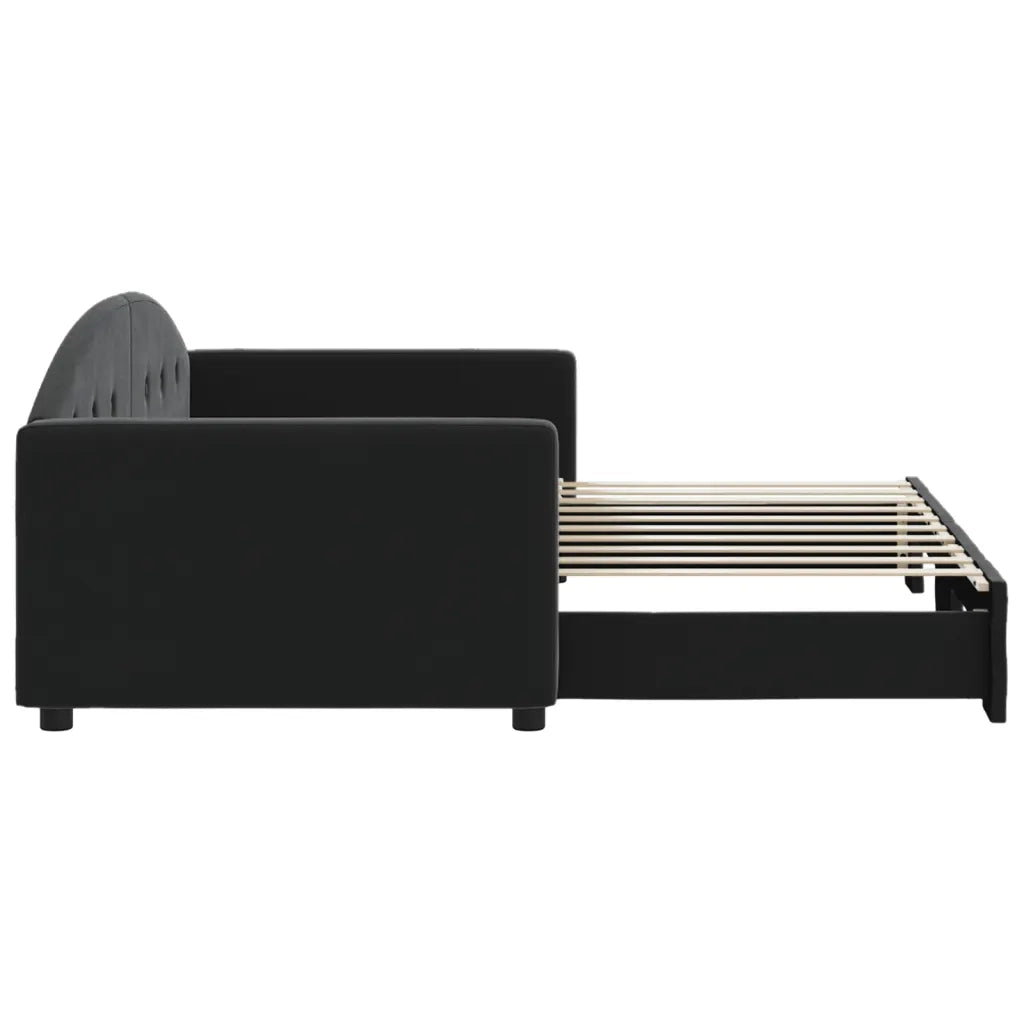 Divano Letto con Letto Estraibile Nero 90x190 cm in Velluto 3197316