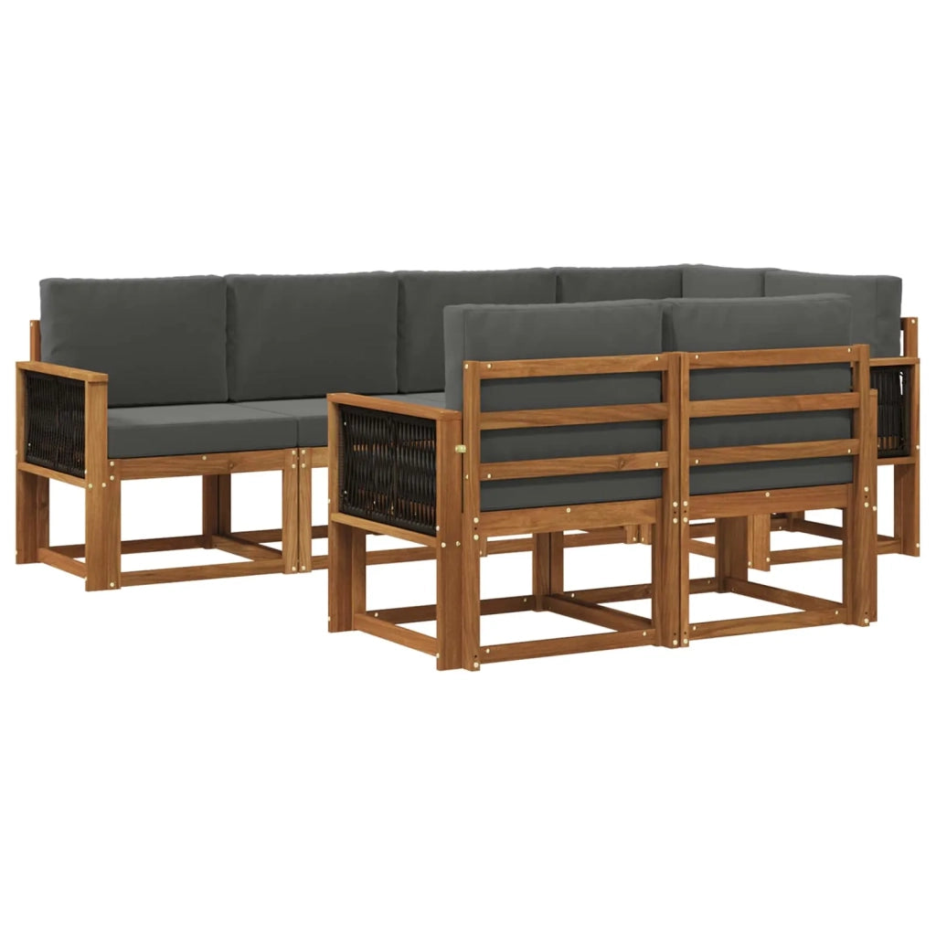 Set di divani da esterno 7 pcs Naturale e Antracite Poliestere